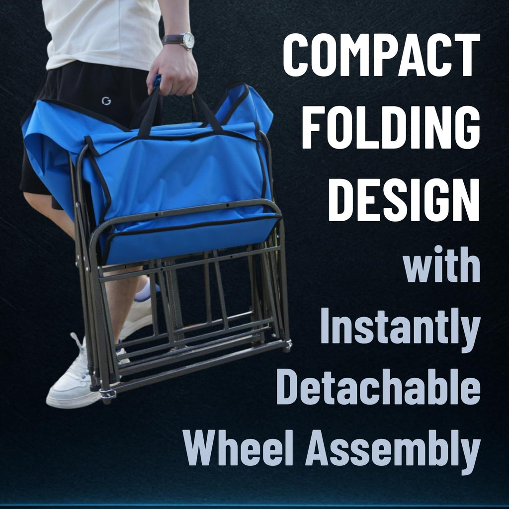 CRESTWALKER 13'' Balloon Wheel Fishing Cart with Rod Holders, Beach Wagon with Big Wheels for Sand, Folds Thin with Quick-Release Forks, Heavy Duty 300 lbs Capacity