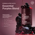 Proper, The Purples Nutrient-Dense Superfood Powder - Antioxidant Supplement and Cellular Support – Acai, Amla, Blueberry, Vitamin C, B Vitamins & More - Enhanced with Prebiotic Fiber & Probiotics
