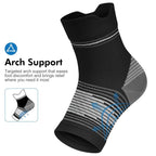 6 Pairs Plantar Fasciitis Socks for Men & Women, Ankle Brace Compression Socks with Arch Support for Achilles Tendonitis, Heel Pain, Swelling & Arthritis Relief, Black, Large
