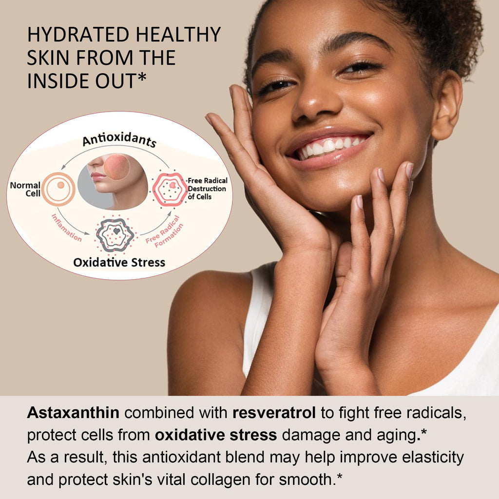 Astaxanthin Supplements 24mg Gummies with Resveratrol, Vitamin B1, Coconut Oil - Algae Organic Antioxidants for Men & Women Healthy Aging, Skin, Eyes, Immune - Vegan, Sugar-Free, Non-GMO, 120 Servings