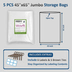 Wowfit Giant Large Plastic Bags for Furniture, Chairs, 45x65, 5 CT, 3 Mil
