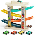 TOP BRIGHT Toddler Toys for 2 Year Old Boy, Wooden Car Ramp Race Track Set