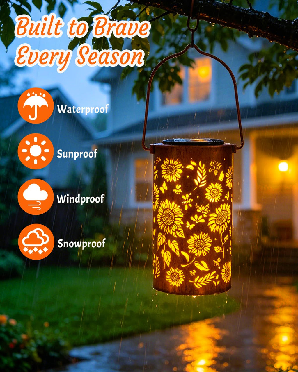 ANYTALK Birthday Gifts for Women Mom Grandma, Sunflower Solar Lanterns Outdoor Waterproof, Hanging Solar Lights for Yard, Patio, Porch, Garden Decor