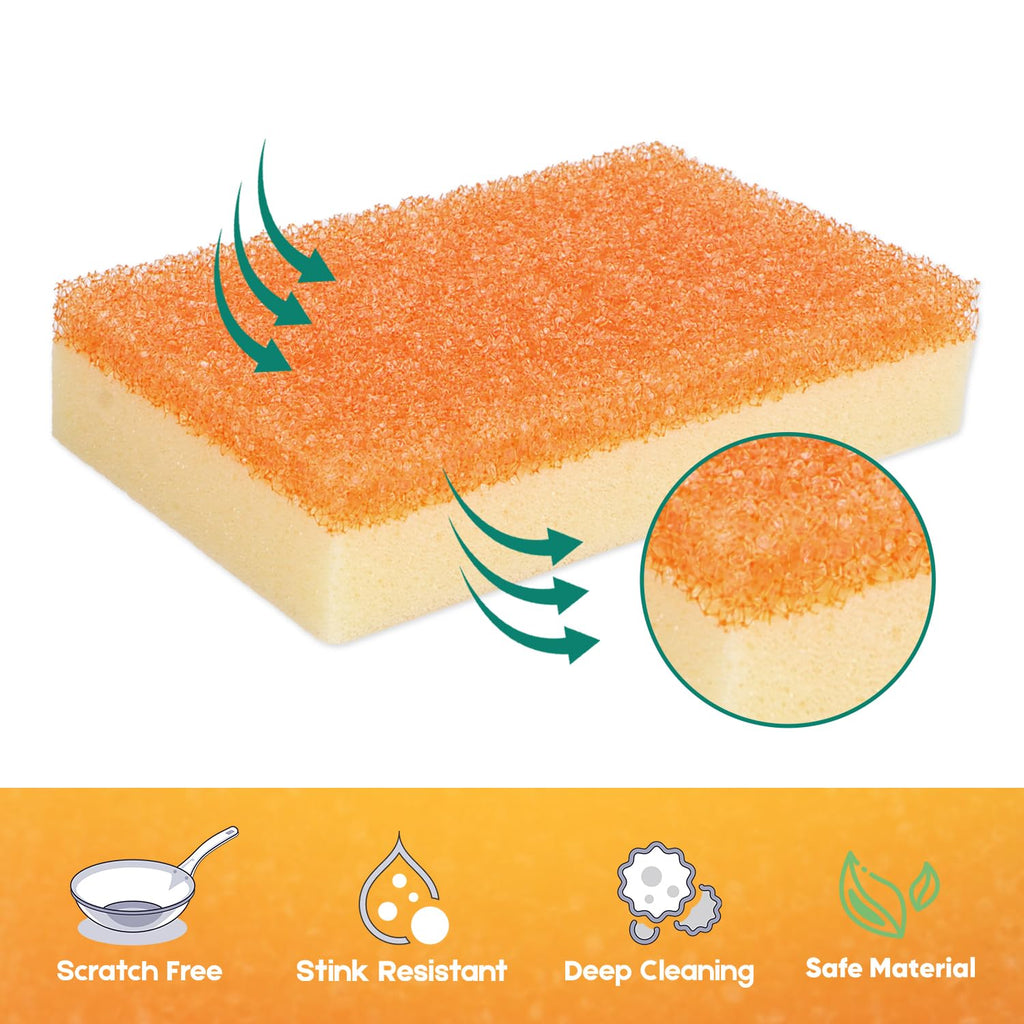 LAUNDRYLUX Scrub Sponge, Dual-Sided Temperature-Responsive Scrubber - Non-Scratch - Multipurpose Dish Sponges for Kitchens, Bathrooms, and Outdoor Use - 12 Pack
