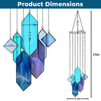Sensory4u Stained Glass Suncatchers Window Hanging Wall Art Element Earth Tones Modern Design Home Decor Or Garden Suncatcher (Blue)