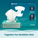 SUNKISS TrustPlus Unisex Adult Diapers, Medium, 12 Count - Heavy Absorbency, Leak Protection, Advanced Odor Control, Extra Soft, Wetness Indicator