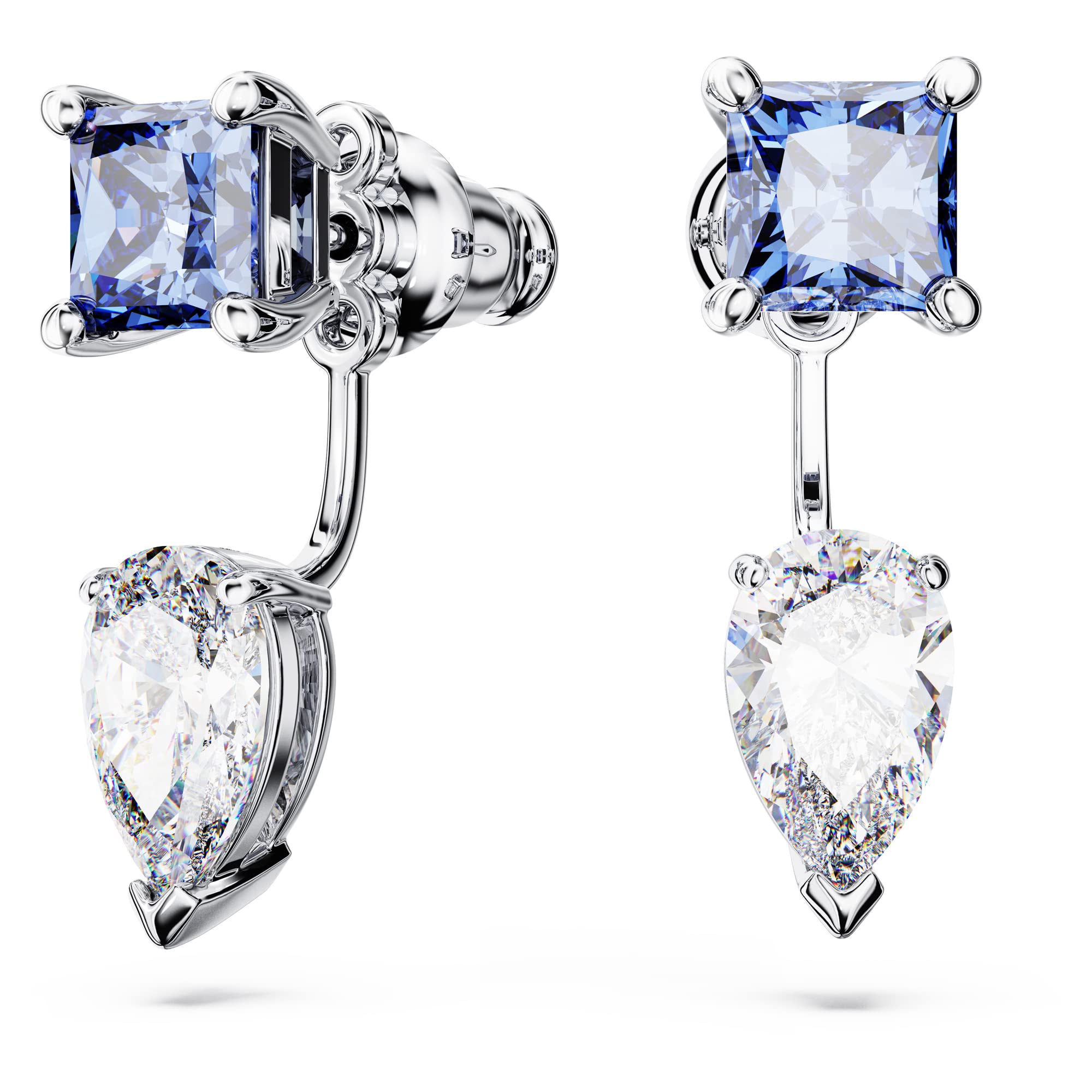Swarovski Mesmera Earring Jackets, Blue and Clear Mixed-Cut Stones in a Rhodium Finished Setting, Part of the Swarovski Mesmera Collection