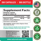 Magnesium Taurate 400mg | High Absorption | 200 Capsules for Sleep, Heart Health, Calm, Joint Supplement for Women and Men | Pure Elemental Mag Powder Plus Taurine - Extra Strength Pills