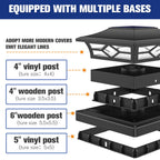 VOLISUN Solar Post Cap Lights: 2 - Pack Outdoor Deck Post Cap Lights Black for Dock Fence Waterproof 2 Color Modes,4x4/6x6 Wooden/Vinyl Posts