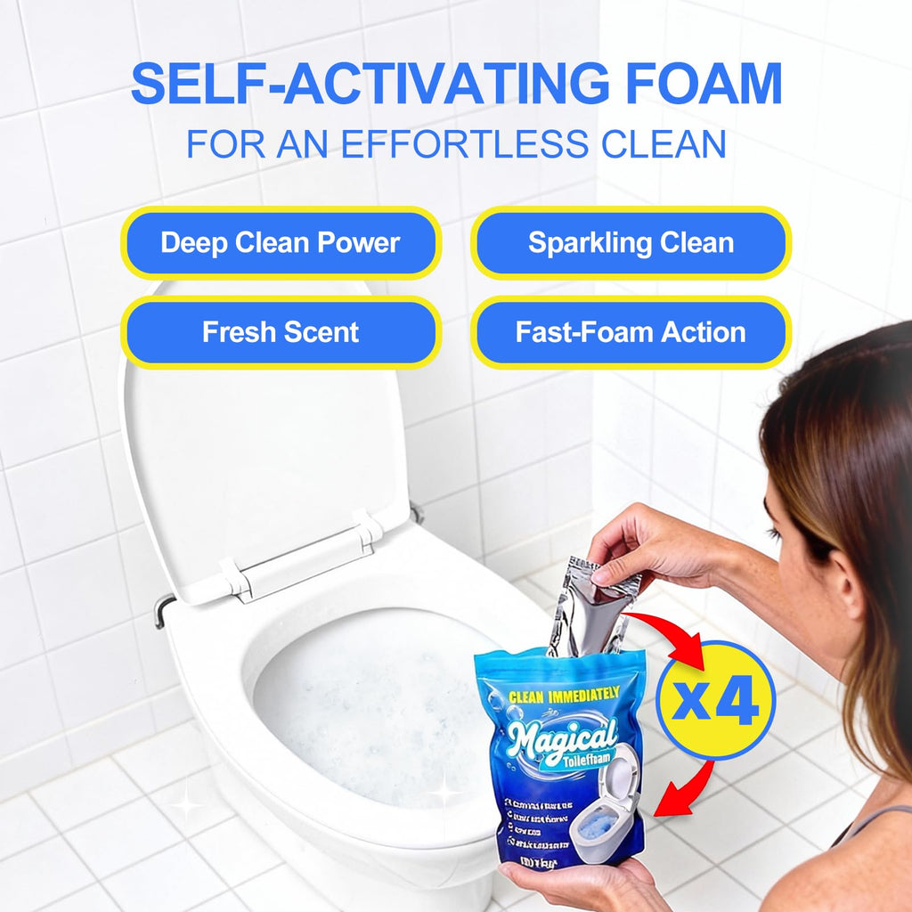 MineeCozee Foaming Toilet Bowl Cleaner Powder: Self-Activating Foam Toilet Cleaner for Deep Cleaning - Stain Remover for Bathroom (400g)