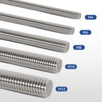 Arwnnklo 4 Pcs 304 Stainless Steel M6 Fully Threaded Rod,14"(360mm) Long Threaded Rod,Right Hand Threads，with Nuts (4, M6x360mm)