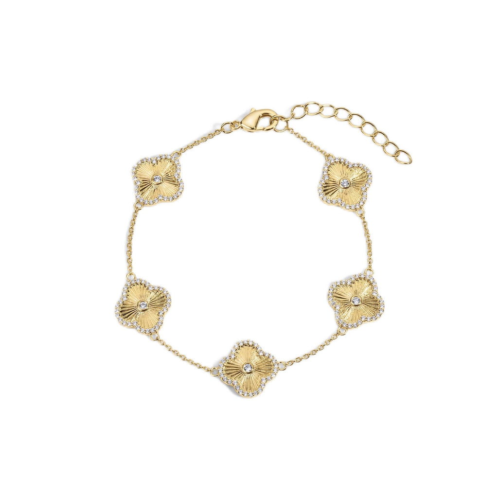Electric Picks Icon Bracelet for Women, 14k Gold Plated Clover Charm Chain Bracelet, Adjustable 6"–7.5", Stackable Everyday Jewelry, Minimalist Gold Bracelet Gift