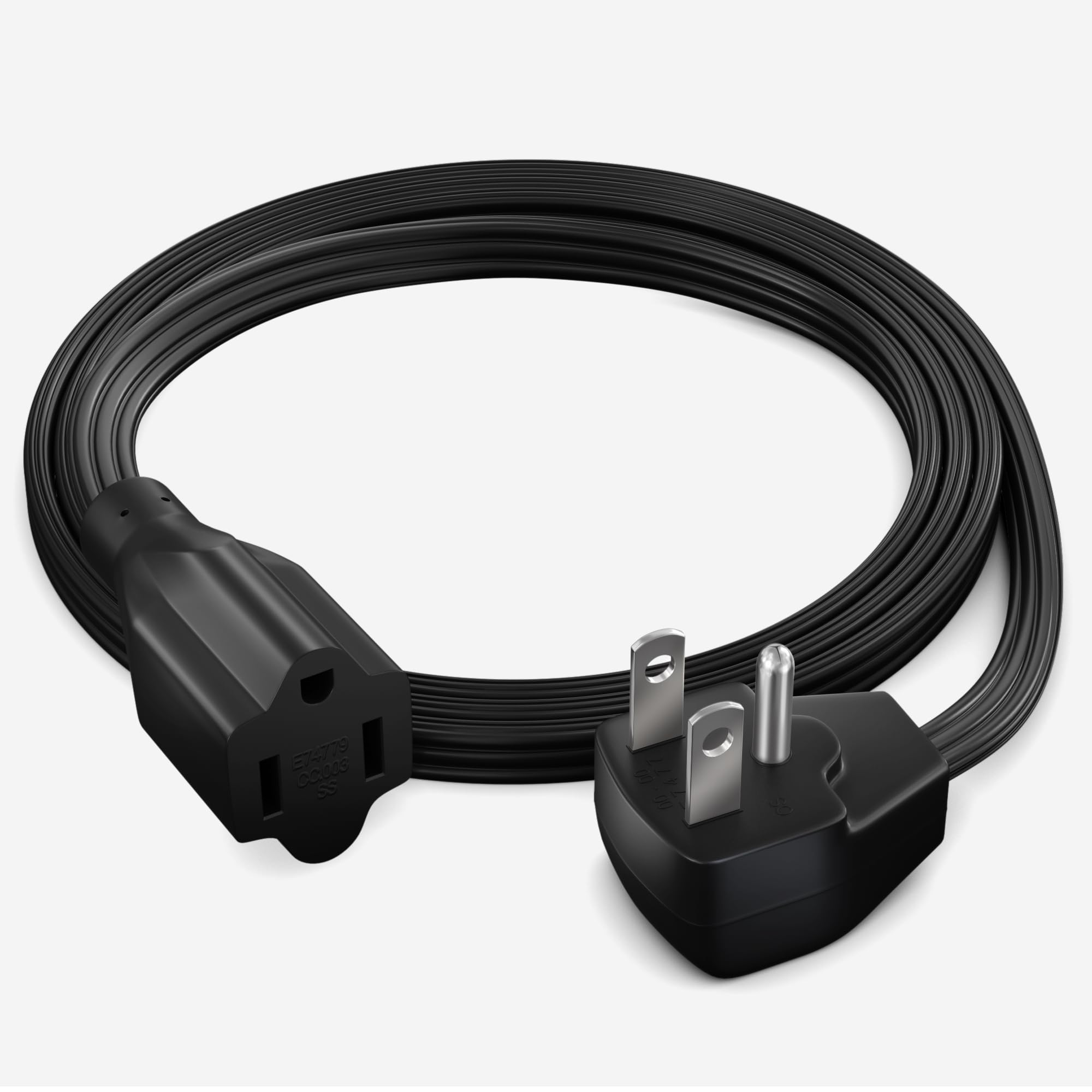 Maximm Extension Cord Heavy Duty (5 Feet) Flat Wire 3-Prong Flat Plug, 14 AWG Power Cord - UL Certified, Black, Ideal for Home and Office Use, Appliances, Electronics, Power Tools