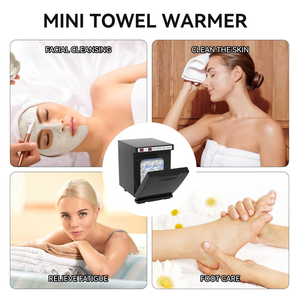 Hot Towel Warmer for Spa, Thermostatic Towel Heater, 2-in-1 Professional Mini Towel Warmer, Beauty Salon and Spa Towel Warmers for Facial.(5.5L-Black)