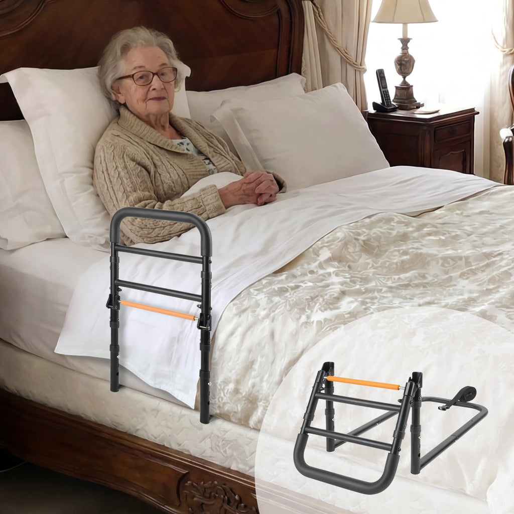 NIMOOD C1 Fold Bed Rails for Elderly Adults Safety - Foldable Bed Assist Rail with Adjustable Height, Tool-Free Folding, Sturdy up to 350 Lbs, Bed Cane Fits King Queen Twin Beds