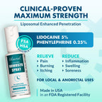 Ebanel 6-Pack 5% Lidocaine Spray Pain Relief Numb520 Burn Itch Relief Numbing Spray for Skin, Topical Anesthetic Postpartum Hemorrhoid Treatment with Phenylephrine for Local and Anorectal Uses