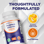 Vitamatic Pumpkin Seed Oil 2000mg – 180 Softgels (Pack of 2-360 Count)