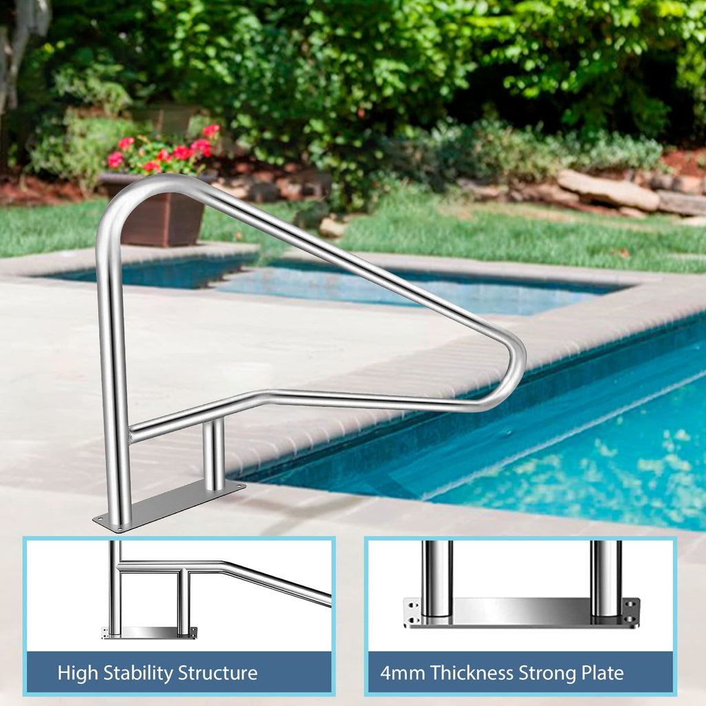 Pool Rail for inground Pools (54x32), 304SS Pool handrail with Nonslip Blue Cover.
