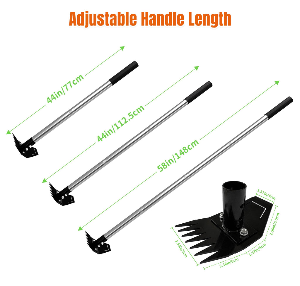 ATLRGISL Weed Puller Tool with Long Handle, Manual Weed Remover Tool, 2 in 1 Weed Rake&Grabber and Garden Hoe, Dandelion Gardenia Heavy Duty Uprooting Tool for Yard, Lawn and Garden, 58Inch