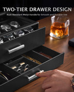 ProCase 12-Slot Watch Case for Men, 2-Tier Pull-Out Drawers Box -Black