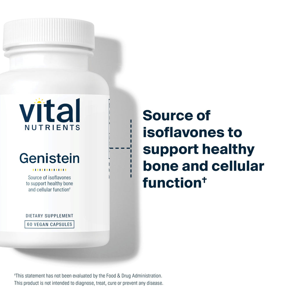 Vital Nutrients Genistein - Easily Absorbed Isoflavones for Bone Health Support* - Vegan Supplement - Gluten and Dairy Free - Non-GMO - 60 Capsules