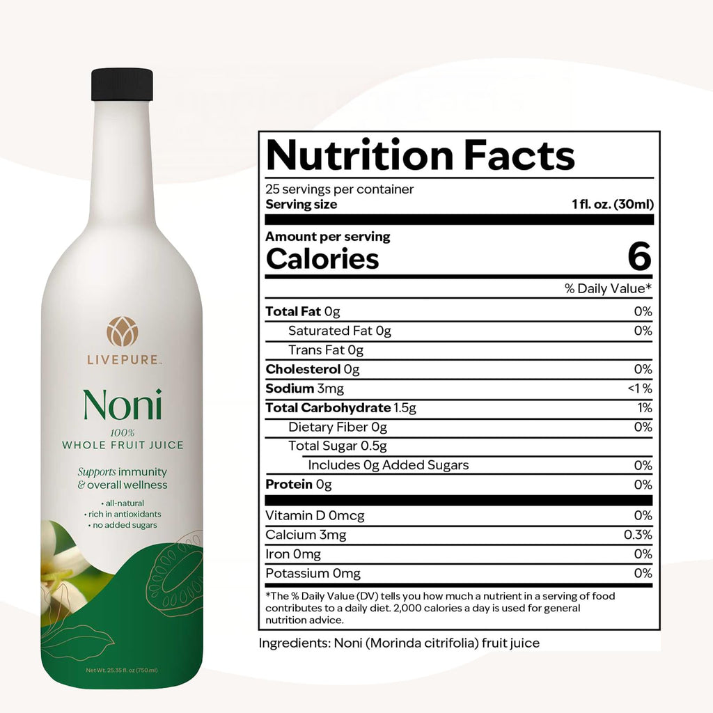 Pure Noni Juice | 25.35 fl oz | 100% Whole Fruit, No Added Sugars