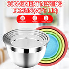 DUTZUN Mixing Bowls with Strainer, Mixing Bowl with Lids Set, Stainless Steel Mixing Bowls, Kitchen Gadgets 2025 Salad Bowls with Strainer for Mixing & Preping & Baking, Multicolor
