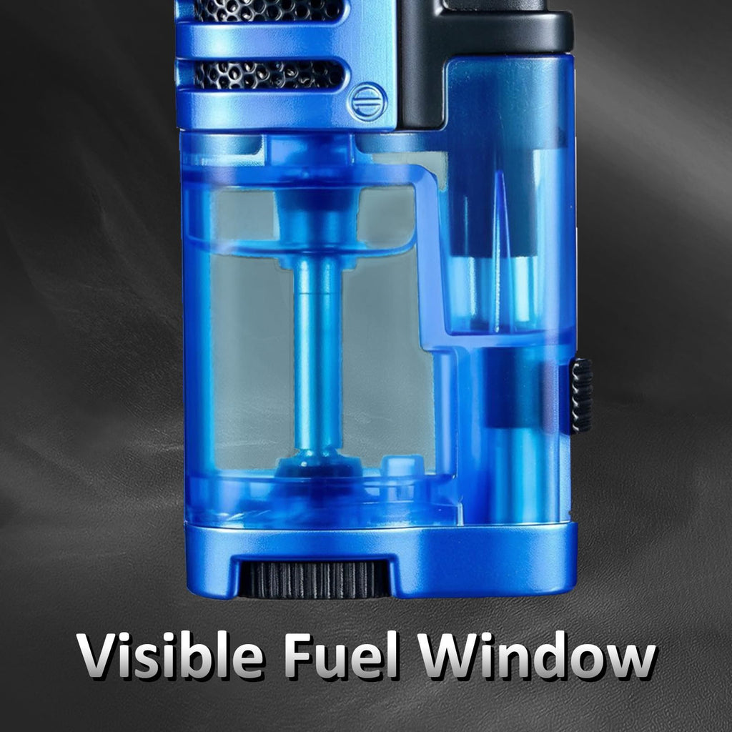 Zoocura Torch Lighter 2 Pack Triple Jet Flame Butane Torch Lighters Refillable Butane Gas Lighters Windproof Adjustable 3 Flame Lighter for Christmas (Without Gas)