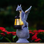 Acgarten Solar Garden Dragon Statue: Outdoor Figurine with Lantern Lights