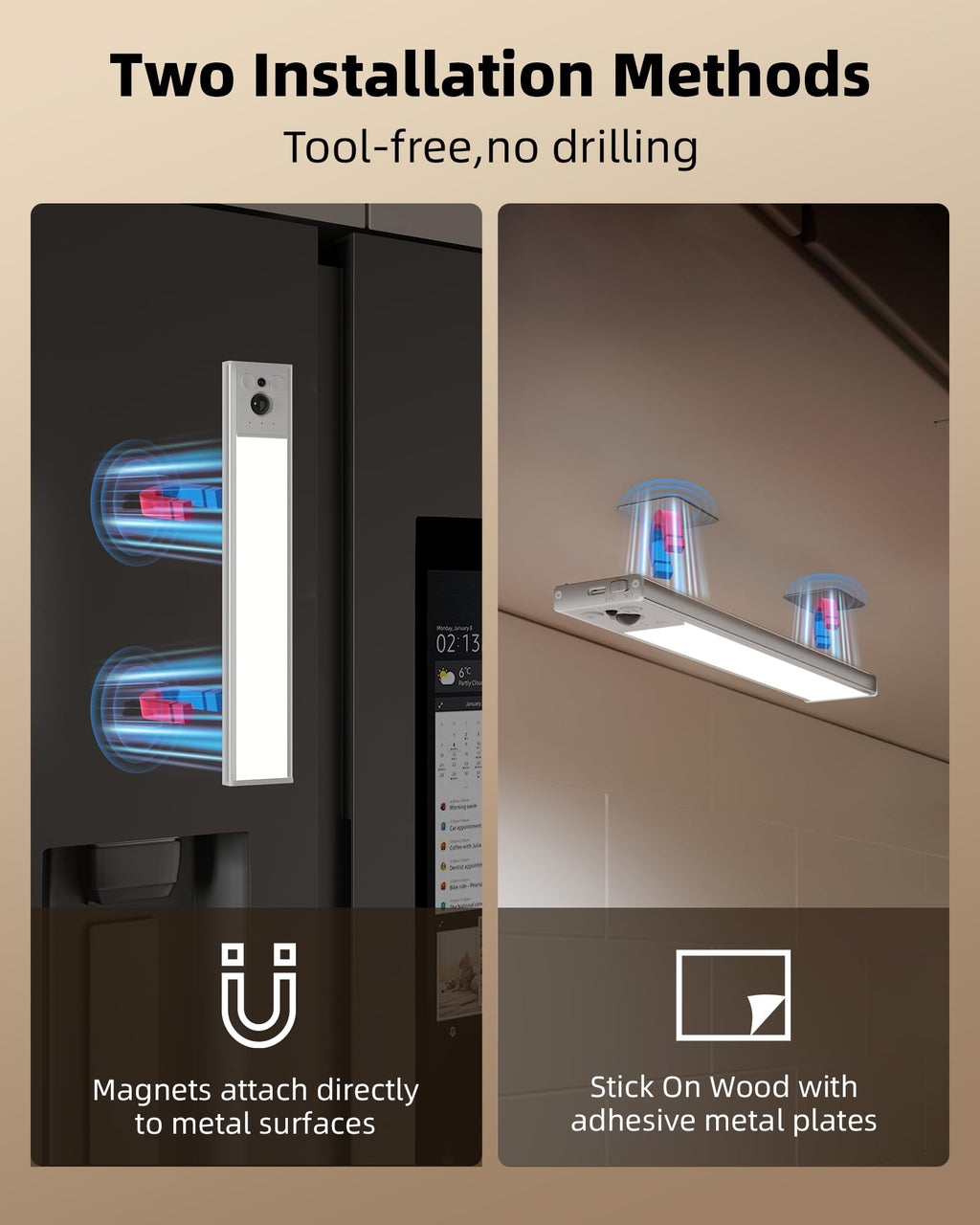 EZVALO 3-Pack 10inch Under Cabinet Lighting with Remote, 2400mAh Rechargeable Motion Sensor Lights, Magnetic Dimmable Closet Light, Timer, 3 Color Temps Wireless Lights for Kitchen, Pantry, Stair