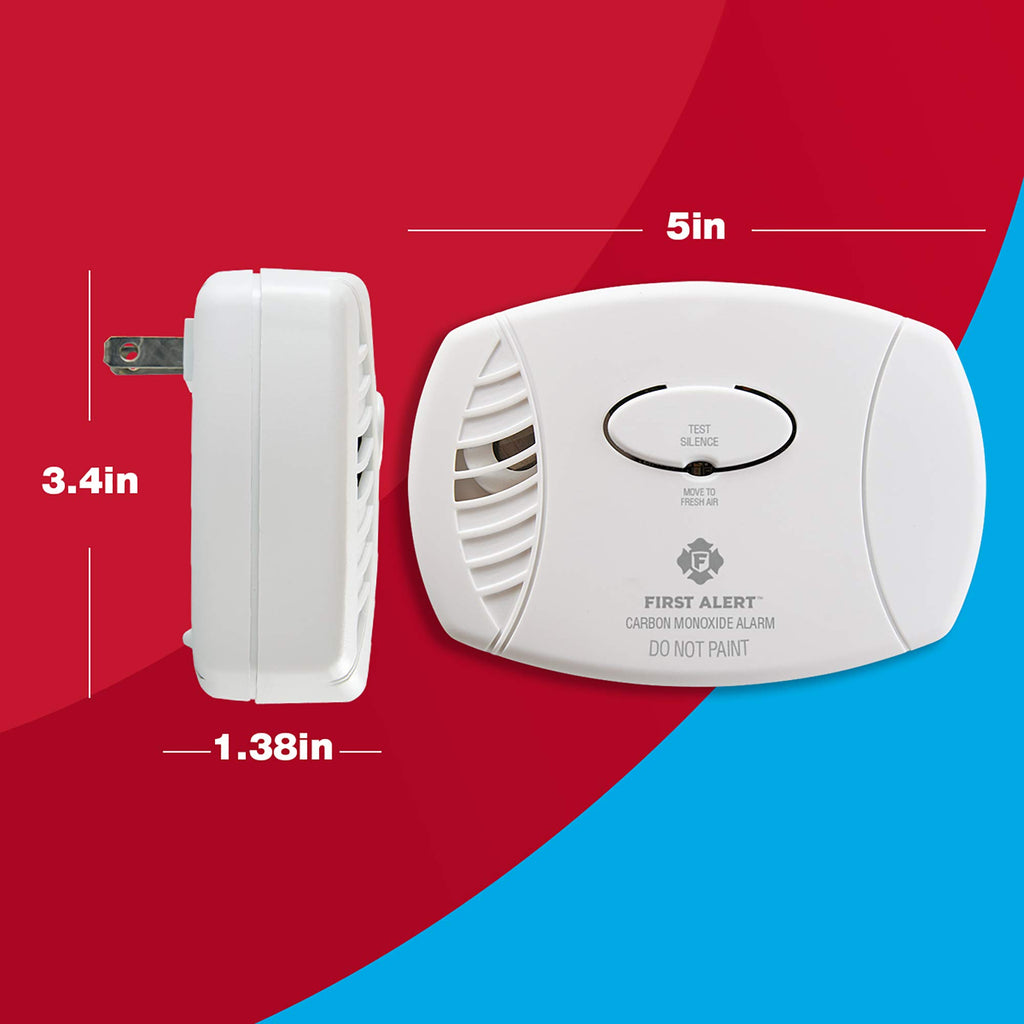 First Alert CO606, Plug-In Carbon Monoxide (CO) Detector, Hardwired Alarm with Battery Backup, 3-Pack