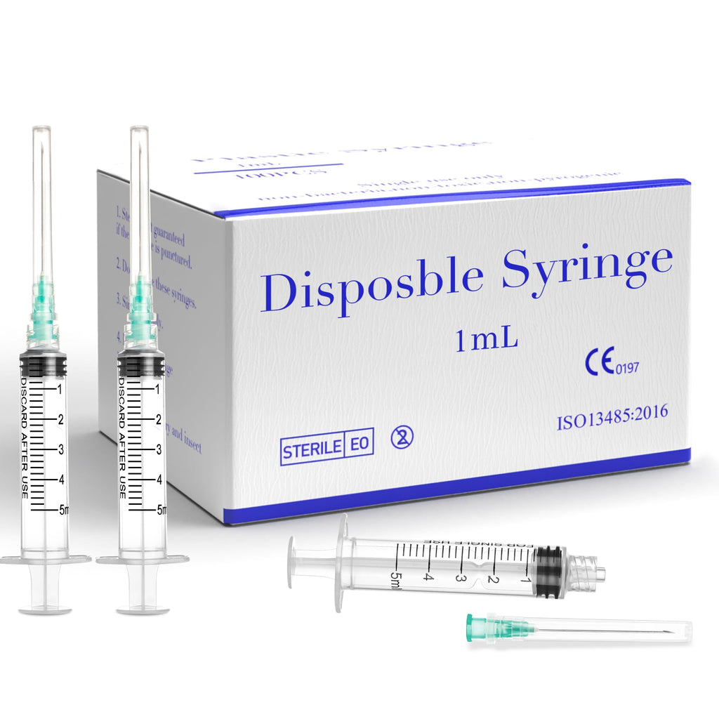 5ml Syringe with 21 Gauge 1.5 Inch for Scientific Lab Industrial Dispensing or Measuring,100pack