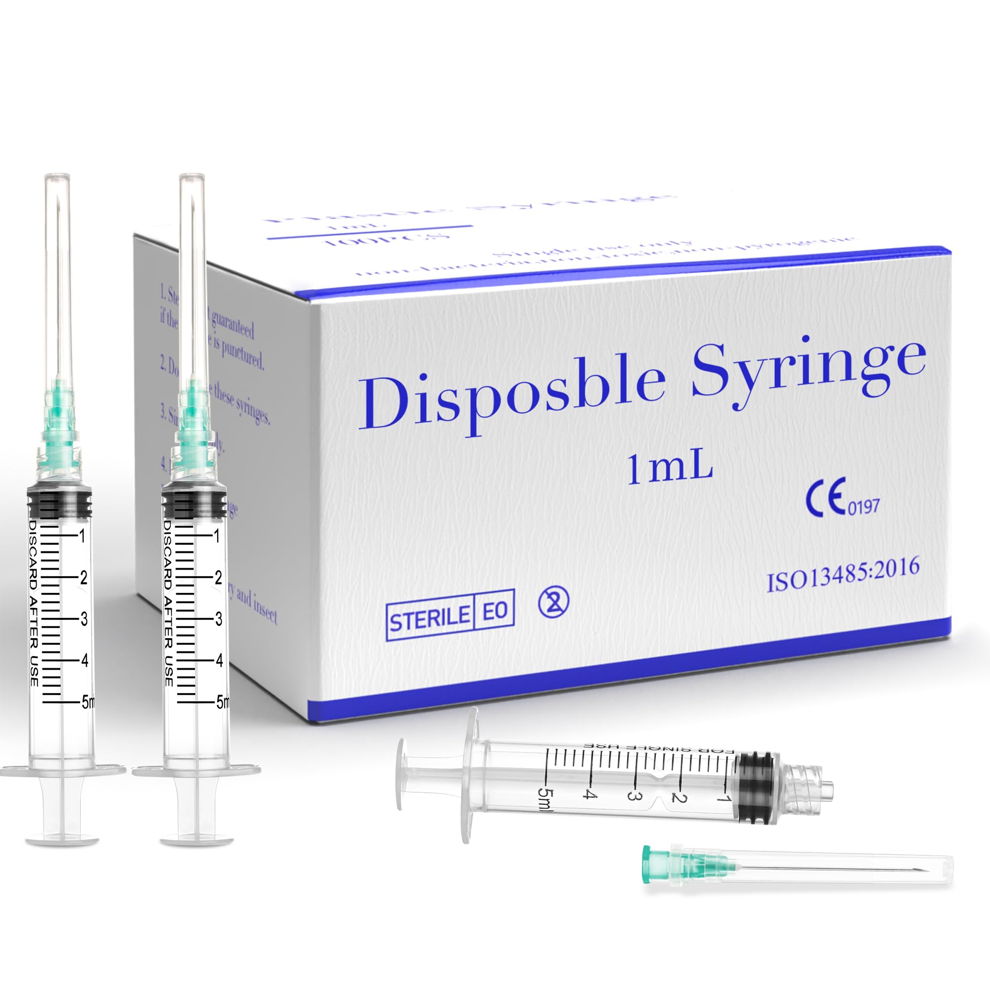 5ml Syringe with 21 Gauge 1.5 Inch for Scientific Lab Industrial Dispensing or Measuring,100pack