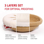 KneadAce Cotton Rope Banneton Bread Proofing Basket Set, 2 x Round Bread Basket with Liners & Covers for Artisan Bread Baking, Sourdough Bread Baking Supplies