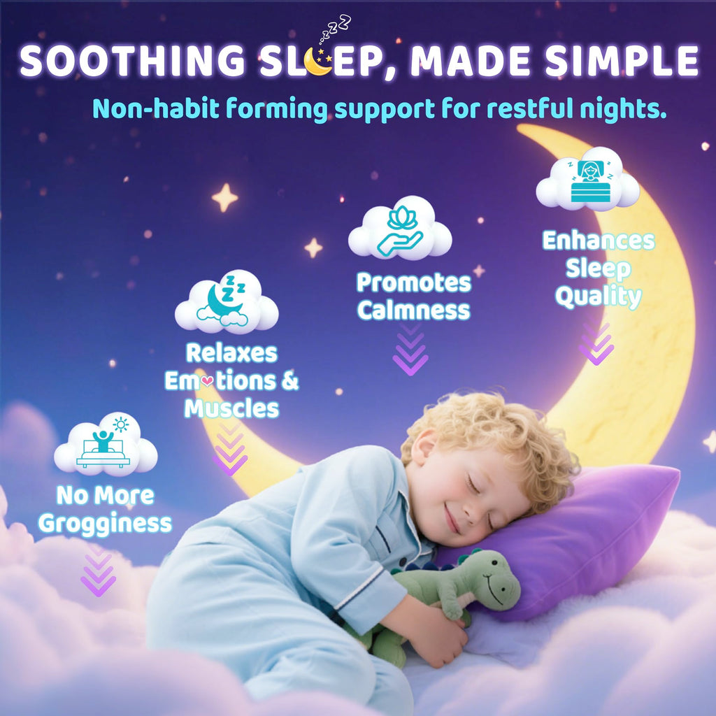 Kids Sleep Gummies, NO Melatonin Sleep Aid Gummies w/Magnesium Glycinate, Magnesium Malate, L-Theanine, Lavender, B6, Zinc, D3K2 for Restful Sleep, Relax Brain & Muscle, Immune Support, Non-GMO 2Pack