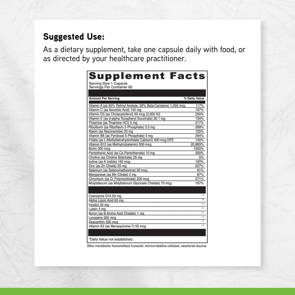DAVINCI Labs Daily Best Ultra - Dietary Supplement to Support Cardiovascular Health, Fat Metabolism and Bone Health* - with B Vitamins, Minerals, Choline, CoQ10, Boron, Lycopene - 60 Vegetarian Caps