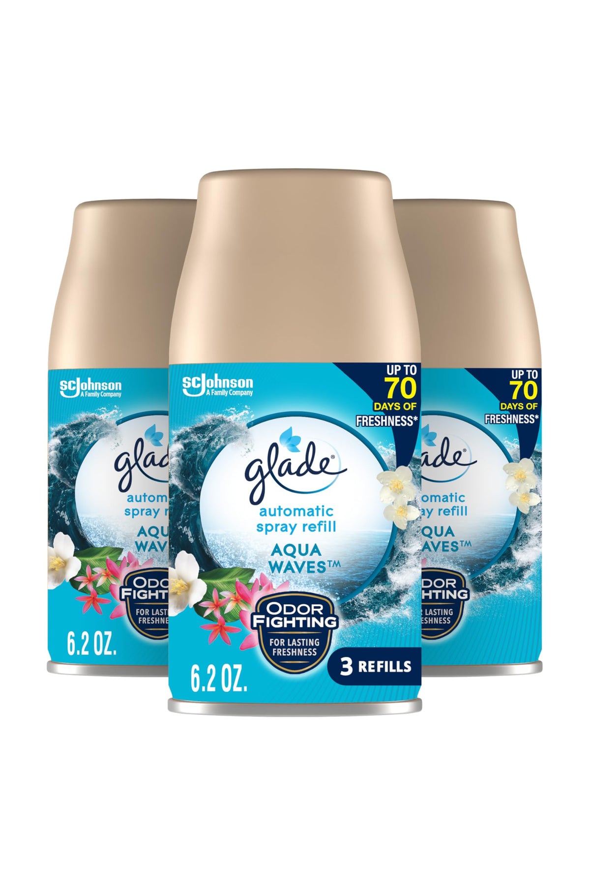 Glade Automatic Spray Air Freshener Refill, Aqua Waves, 3 Count