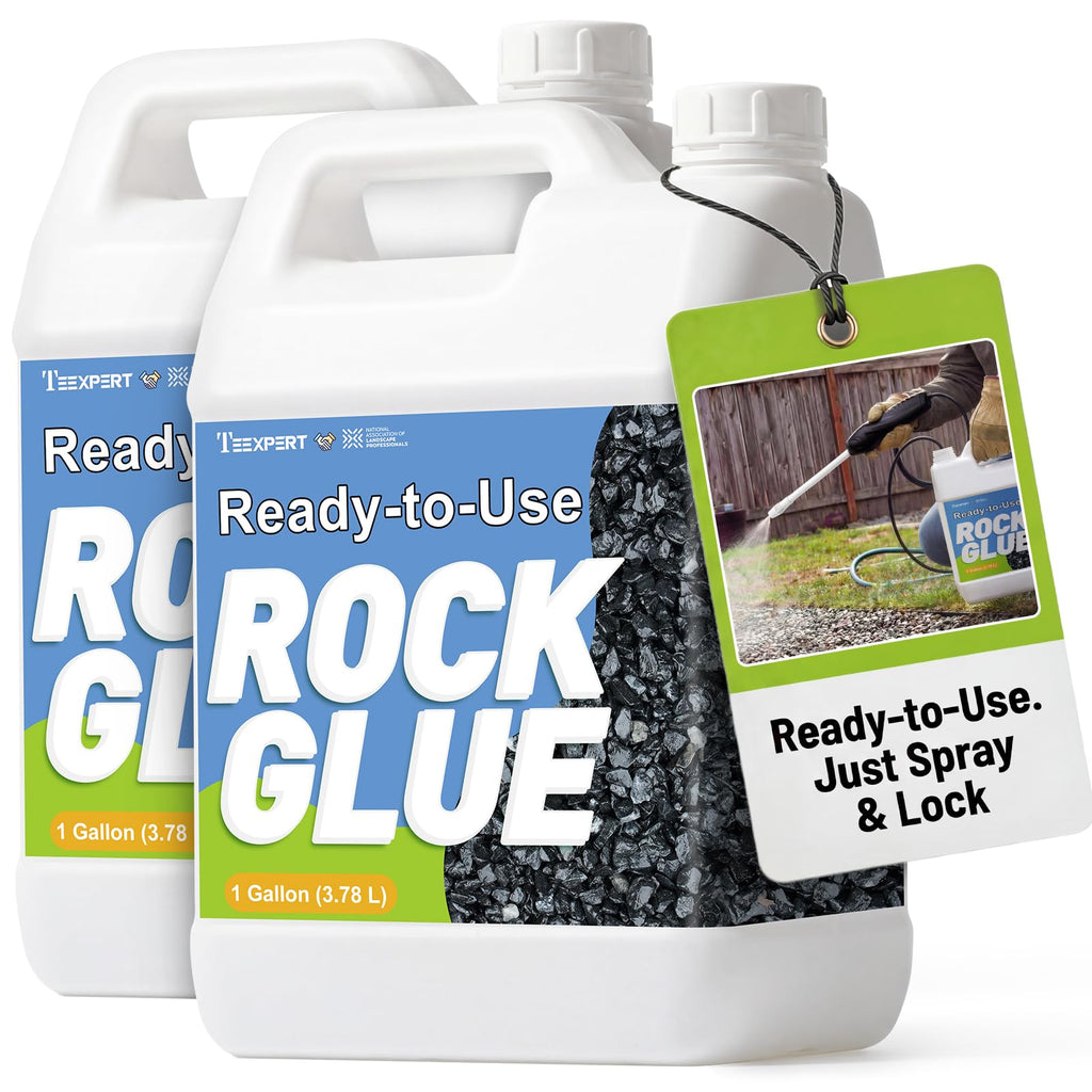 Teexpert Rock Glue for Landscaping: 2 Gallon New 2026 Formula Ready-to-Use Gravel Glue for Pea Gravel, Stones, Pebbles, River Rock – Strong Adhesion for Outdoor Landscape, Driveways Edge, Patio, Yard