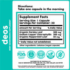 DEOS Internal Deodorant Supplement – Full Body Deodorizer for Gut Health, Skin Health, Detox & Digestion Support – Natural Odor Control Chlorophyll Pills | 30 Capsules