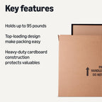 Amazon Basics TV Moving Box for 50-inch TV, Picture and Mirror, Heavy Duty Sturdy Shipping Container, 48 x 4 x 33 inches, 3-Pack