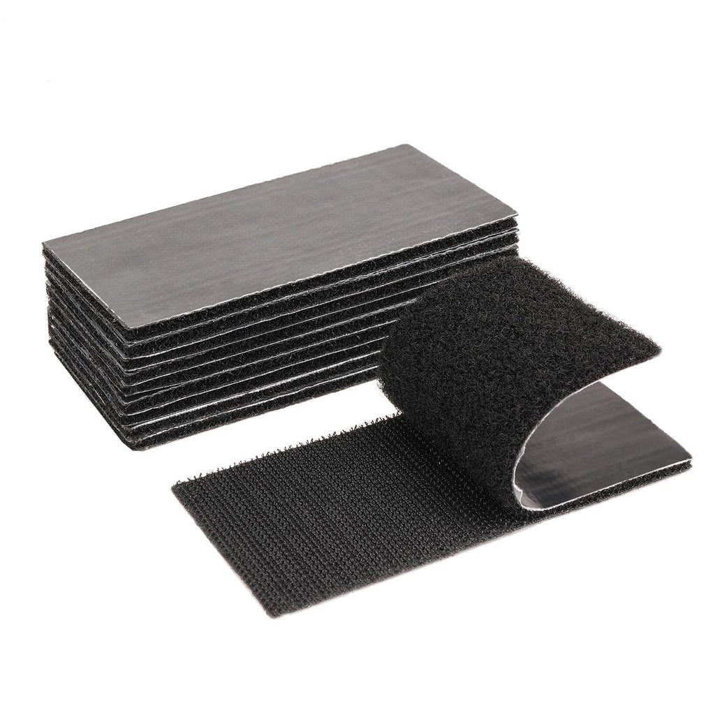 2x4 inch Strong Adhesive Hook and Loop Tape - Sticky-Backed Adhesive Fasteners, Suitable for Home Organization, Carpet Fixation, Sofa Cushion Fixation and DIY Crafts (Black, 2 in x 4 in, 10 Pairs)