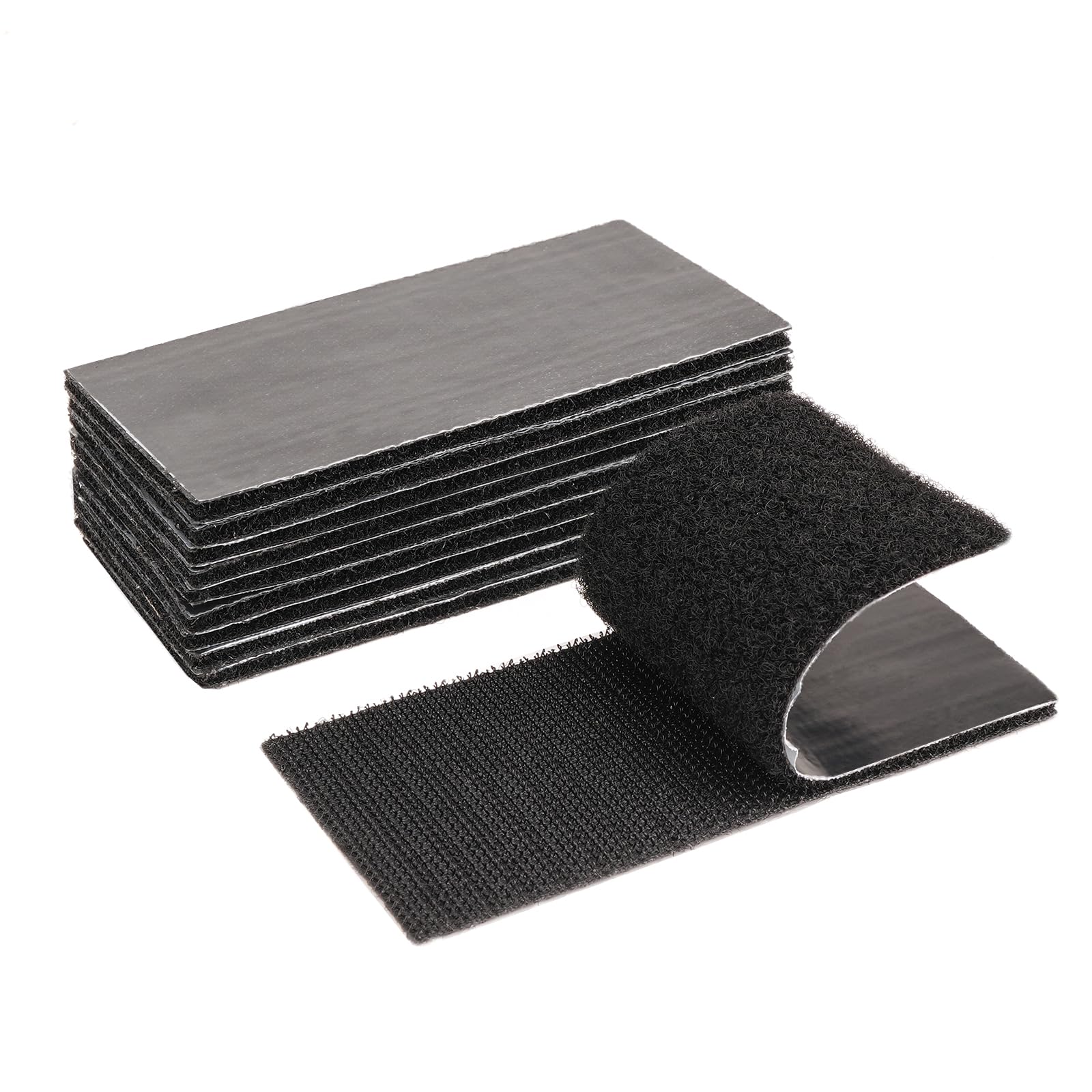 2x4 inch Strong Adhesive Hook and Loop Tape - Sticky-Backed Adhesive Fasteners, Suitable for Home Organization, Carpet Fixation, Sofa Cushion Fixation and DIY Crafts (Black, 2 in x 4 in, 10 Pairs)