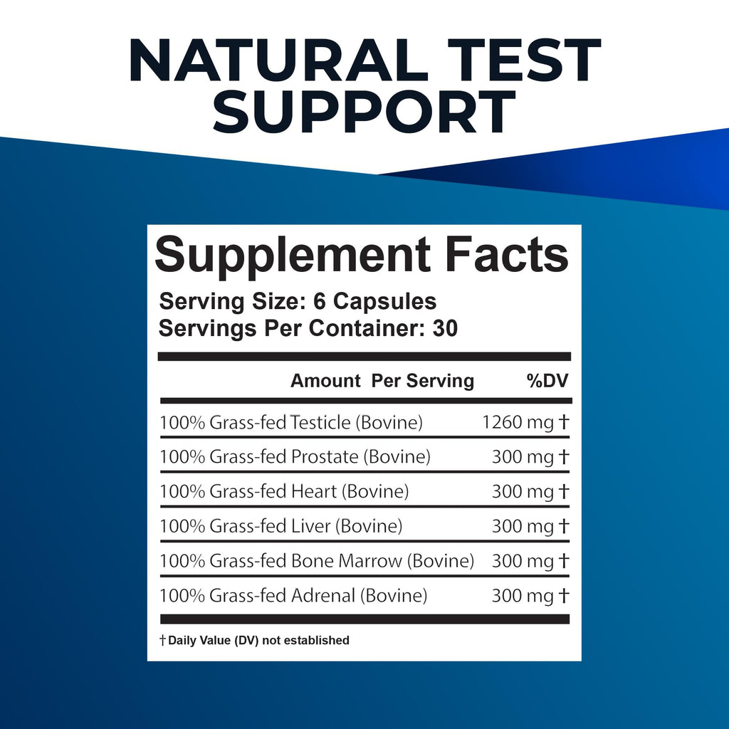Ultimate Male Optimization 100% Grass Fed Beef Organ Supplement, Supports Test, Energy & Overall Men's Health & Wellness, Non-GMO Grass Fed Beef Organ Supplement with Liver, No Fillers 180 Capsules