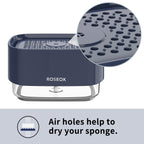 ROSEOK Dish Soap Dispenser with Sponge Holder for Kitchen, Navy Blue