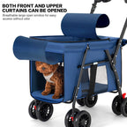Pet Stroller Cat Dog Stroller Travel Folding Pet Carriers（Blue）