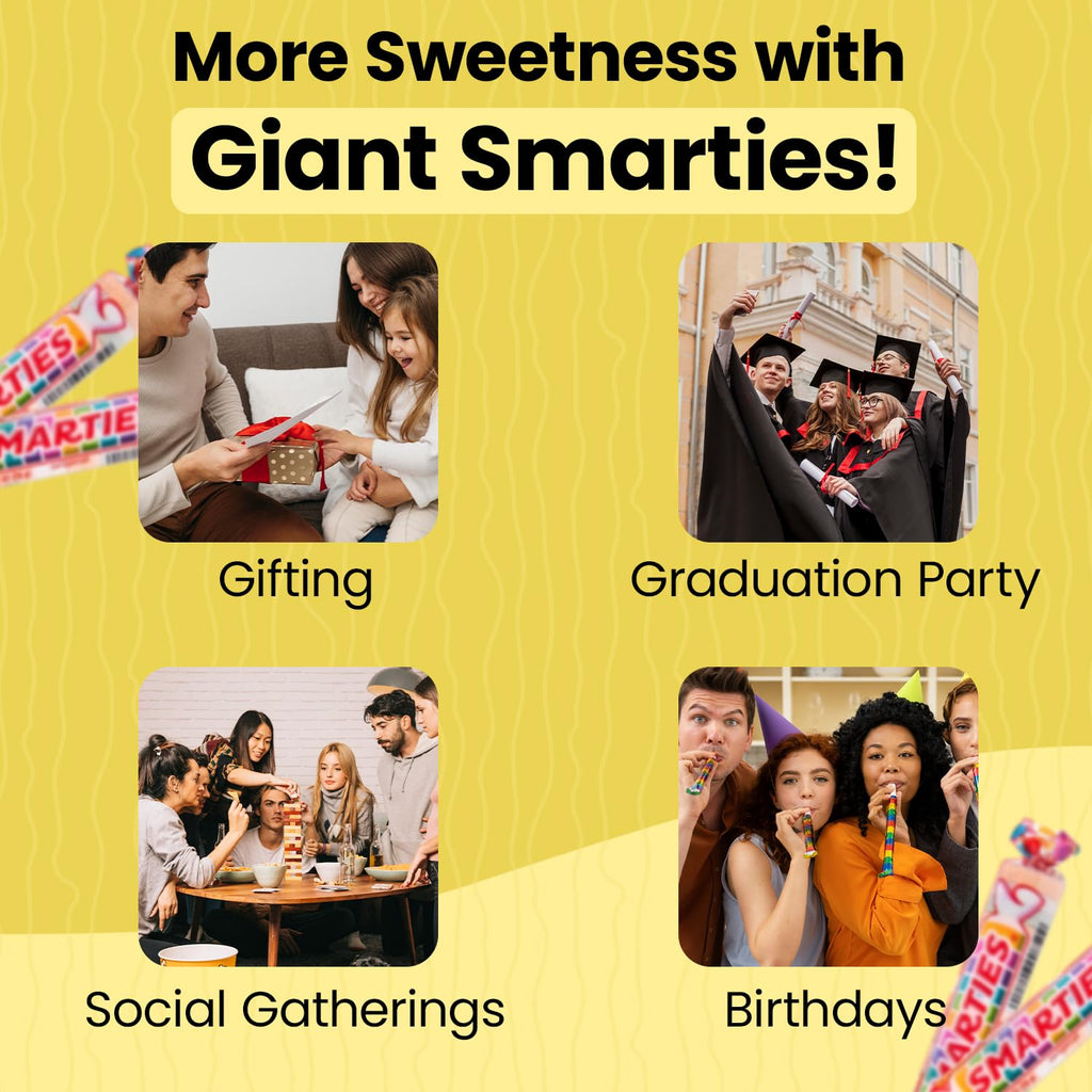 Smarties Candy Giant Rolls - Gluten & Vegan Free - Classic Sweetness From Family Owned Company Since 1949, Peanut & Dairy Free - Individually Wrapped Bulk Halloween Candy- 2.2 Pound (Pack of 2)