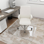 [Tempered Glass] 36" x 46" Glass Chair Mat, Heavy Duty Hard Floor Mat with Round Corner and Polished Edge, Office Chair Mat for Carpet Office Home Hardwood Floor Desk