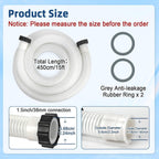 Conderyang 15ft 1 1/2" Pool Hose for Above Ground Pools Long Pool Pump Replacement Filter Hoses 1.5" EVA Swimming Pool Filter Hose for Filter Pumps, Saltwater Systems and Sand Filters (White)