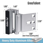 GreaTalent 2PACK Home Security Door Reinforcement Lock Childproof, Add High Security to Home Prevent Unauthorized Entry, Aluminum Construction Finish, Frame Lock, Silver