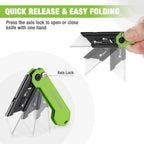 WORKPRO 3-Pack Folding Utility Knife, Razor Blade Knife with Safety Axis Lock, Quick Change Blade Box Cutter, EDC Pocket Knife with Belt Clip